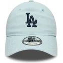 justerbar-bla-buet-kasket-med-marineblat-logo-9twenty-linen-fra-los-angeles-dodgers-mlb-fra-new-era