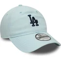 justerbar-bla-buet-kasket-med-marineblat-logo-9twenty-linen-fra-los-angeles-dodgers-mlb-fra-new-era