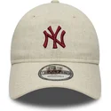 beige-justerbar-9twenty-linen-kurvet-kasket-new-york-yankees-mlb-fra-new-era