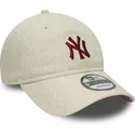 beige-justerbar-9twenty-linen-kurvet-kasket-new-york-yankees-mlb-fra-new-era