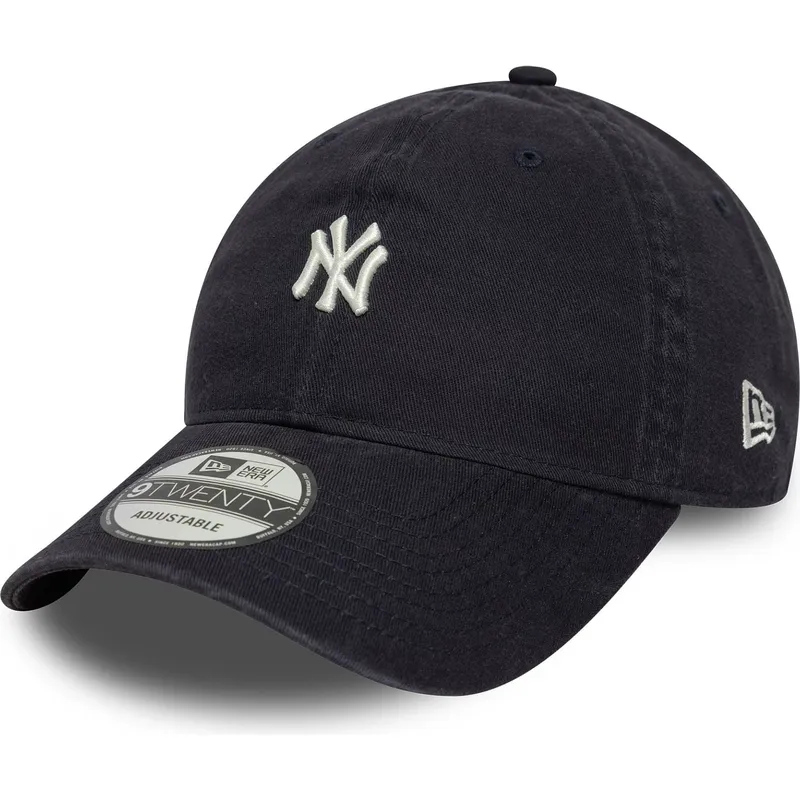 justerbar-marinebla-buet-kasket-9twenty-mini-logo-washed-fra-new-york-yankees-mlb-fra-new-era