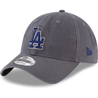 Grå justerbar buet kasket med blåt logo 9TWENTY Core Classic Los Angeles Dodgers MLB fra New Era