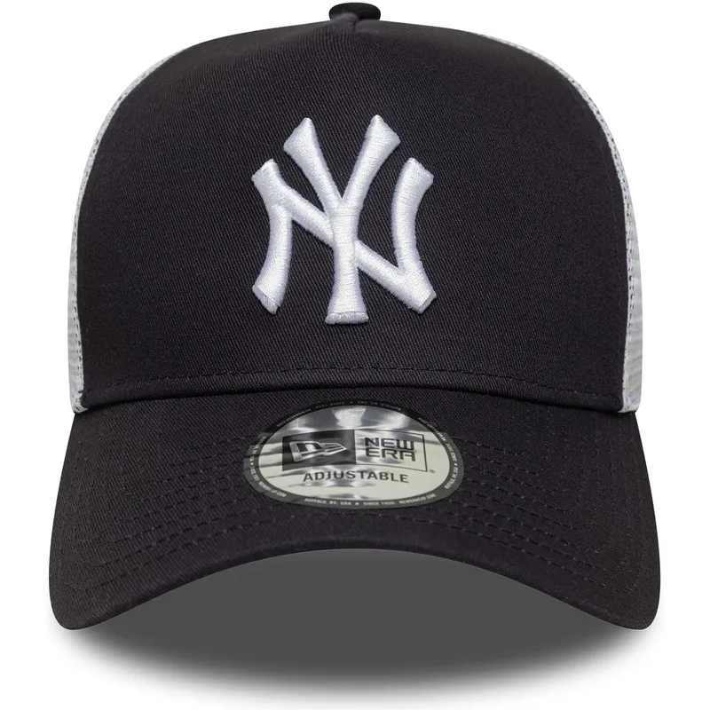 trucker-kasket-marinebla-og-hvid-a-frame-multi-patch-fra-new-york-yankees-mlb-fra-new-era