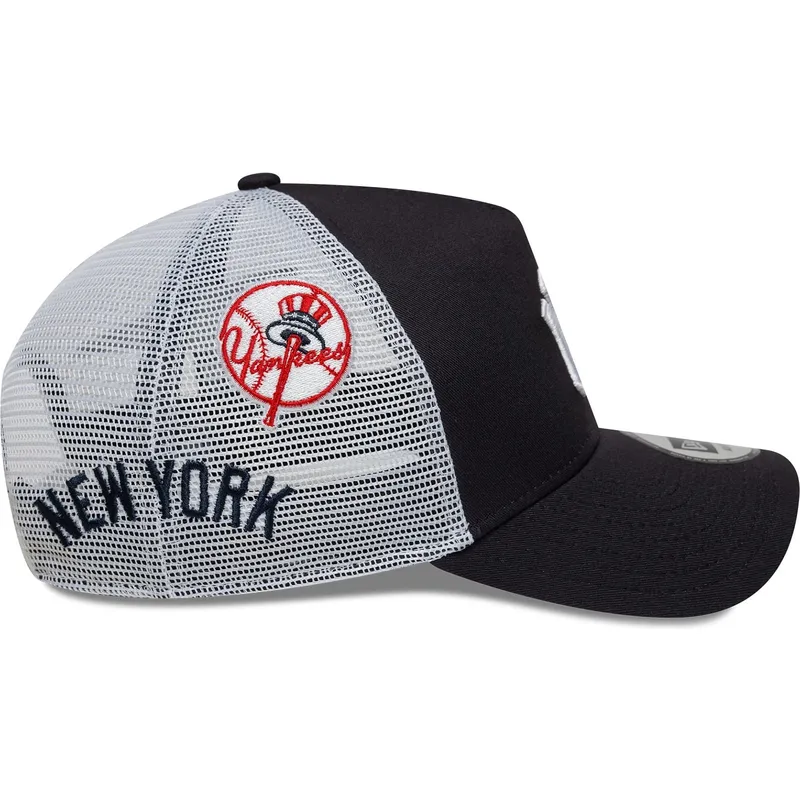 trucker-kasket-marinebla-og-hvid-a-frame-multi-patch-fra-new-york-yankees-mlb-fra-new-era
