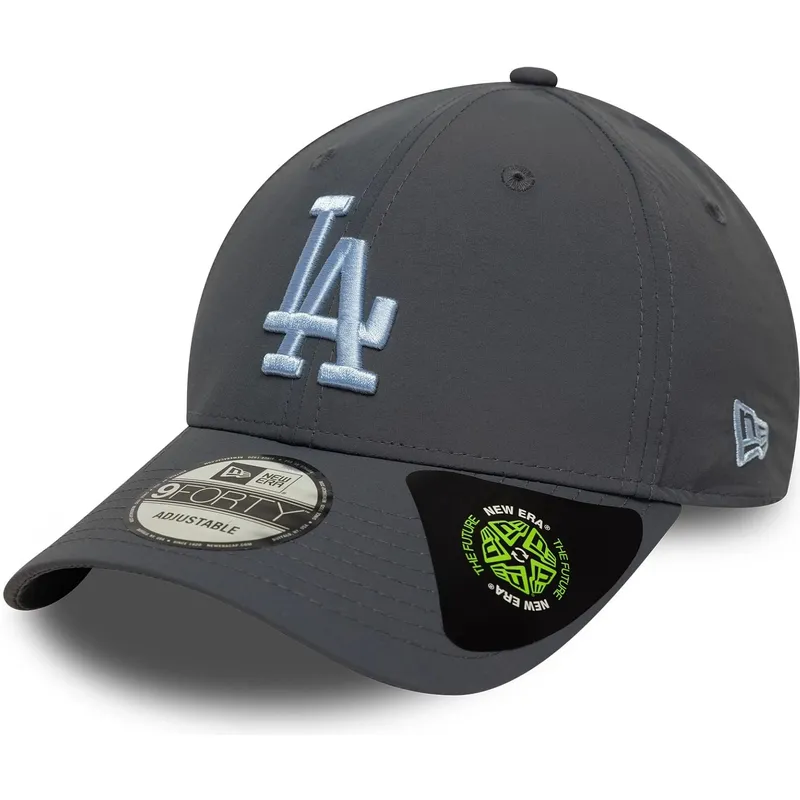 gra-justerbar-curved-cap-med-blat-logo-9forty-recycled-fra-los-angeles-dodgers-mlb-fra-new-era