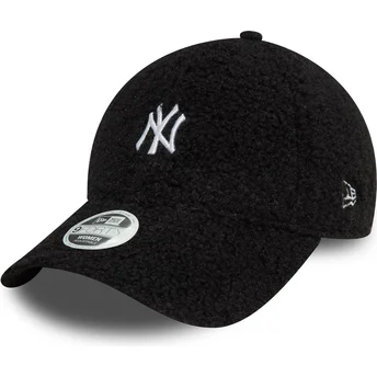 New Era New York Yankees MLB 9FORTY Borg justerbar sort buet kasket til kvinder