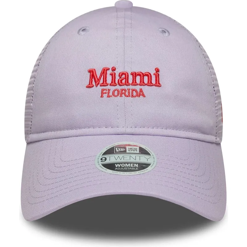 justerbar-lilla-trucker-kasket-til-kvinder-9twenty-city-of-miami-cities-and-beaches-fra-new-era