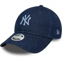 new-era-new-york-yankees-mlb-9twenty-justerbar-marinebla-denim-kasket-til-kvinder