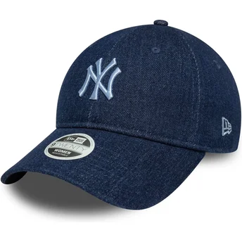 New Era New York Yankees MLB 9TWENTY justerbar marineblå denim kasket til kvinder