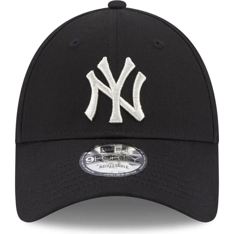 buet-sort-justerbar-kasket-til-kvinder-9forty-metallic-logo-fra-new-york-yankees-mlb-fra-new-era