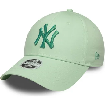 New Era New York Yankees MLB 9FORTY Metallic Logo grøn justerbar kvindekasket med buet skygge og grønt logo