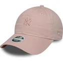 new-era-new-york-yankees-mlb-9twenty-mini-washed-justerbar-rosa-buet-kasket-til-kvinder-med-rosa-logo
