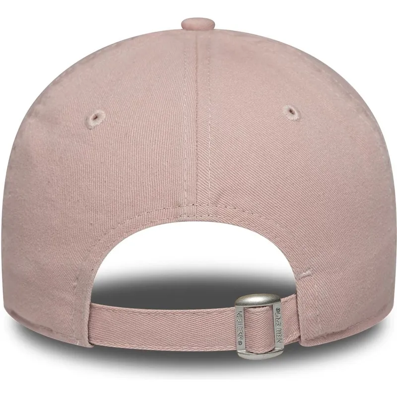 lyserod-justerbar-buet-kasket-til-kvinder-med-lyserodt-logo-9twenty-mini-washed-fra-new-york-yankees-mlb-fra-new-era