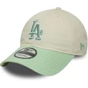 beige-og-gron-justerbar-kvindekasket-9twenty-world-series-cooperstown-los-angeles-dodgers-mlb-fra-new-era
