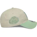 beige-og-gron-justerbar-kvindekasket-9twenty-world-series-cooperstown-los-angeles-dodgers-mlb-fra-new-era