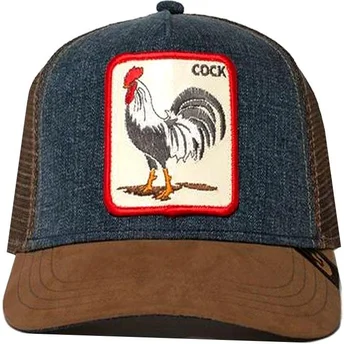 Goorin Bros. Big Strut brun og denim trucker kasket med hane.