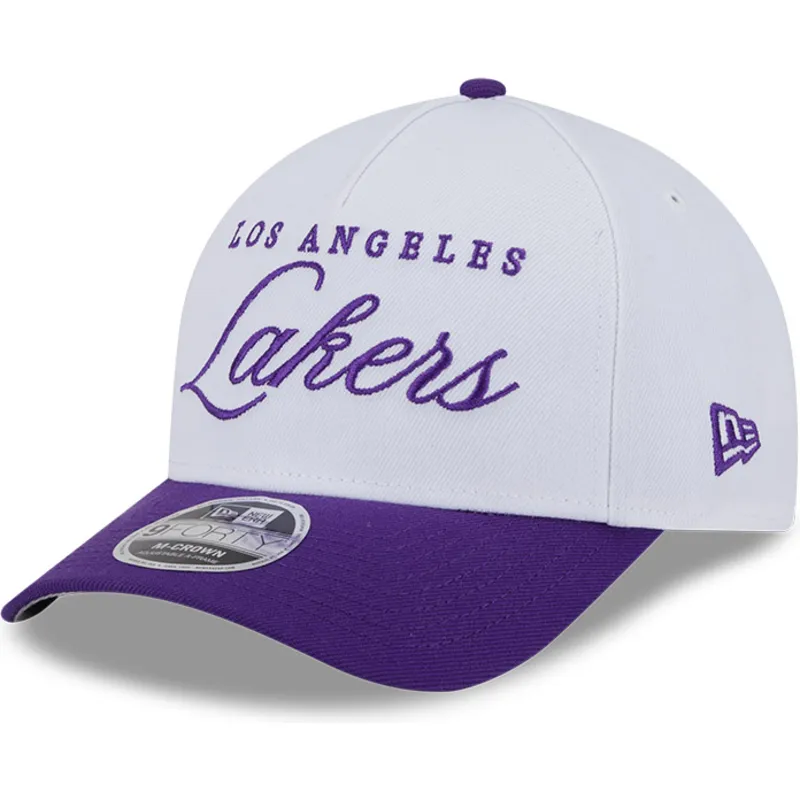 hvid-og-violet-buet-kasket-snapback-9forty-m-crown-draft-2025-fra-los-angeles-lakers-nba-fra-new-era