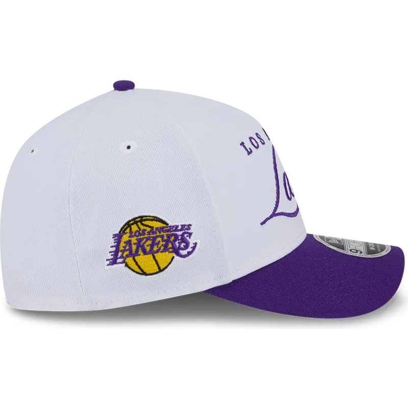 hvid-og-violet-buet-kasket-snapback-9forty-m-crown-draft-2025-fra-los-angeles-lakers-nba-fra-new-era