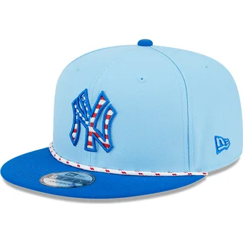 New Era New York Yankees MLB 9FIFTY 4th July blå snapback flad kasket