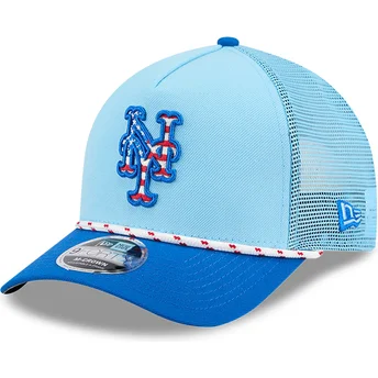 New Era New York Mets MLB 9FORTY M-Crown A Frame 4th July blå trucker cap