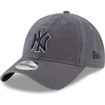 Grå justerbar buet kasket med blåt logo 9TWENTY Core Classics fra New York Yankees MLB fra New Era