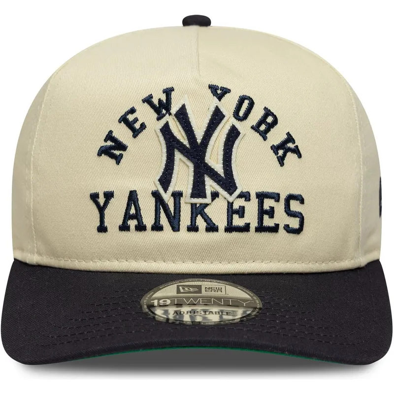 buet-kasket-beige-og-marinebla-snapback-19twenty-heritage-fra-new-york-yankees-mlb-fra-new-era