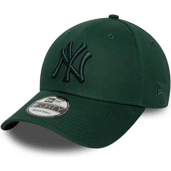 New York Yankees MLB New Era 9FORTY League Essential justerbar grøn buet kasket med grønt logo