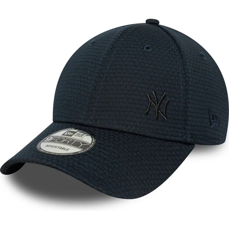 marinebla-snapback-kasket-med-buet-skygge-og-blat-logo-9forty-flawless-mesh-fra-new-york-yankees-mlb-fra-new-era