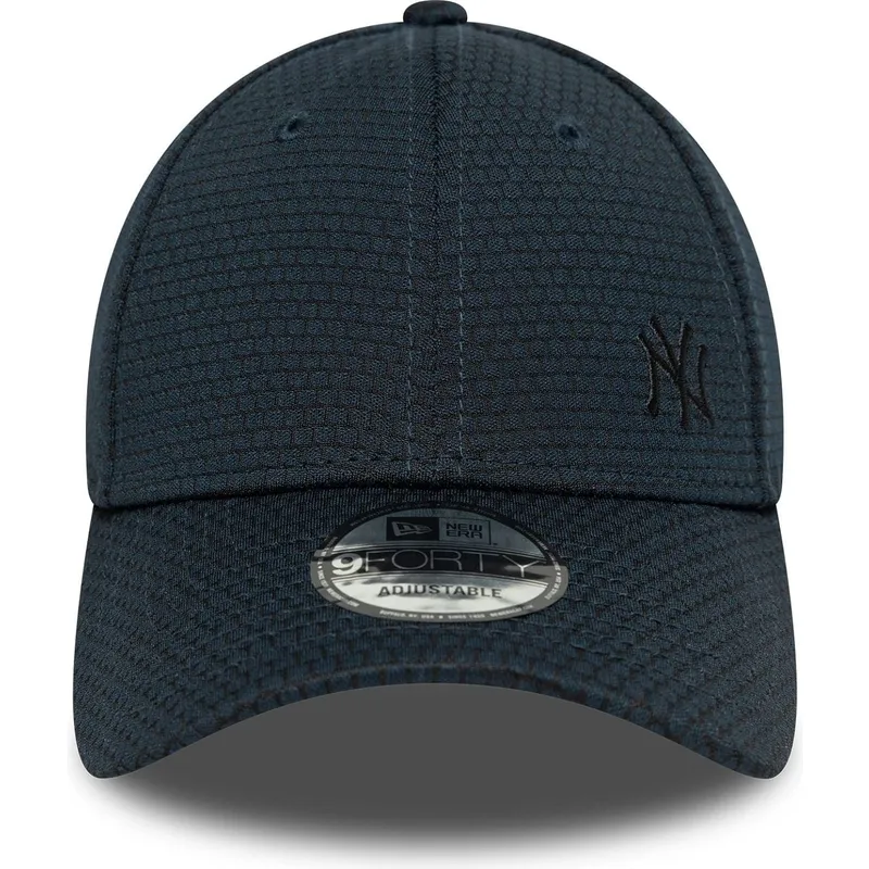 marinebla-snapback-kasket-med-buet-skygge-og-blat-logo-9forty-flawless-mesh-fra-new-york-yankees-mlb-fra-new-era
