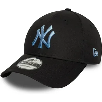New Era New York Yankees MLB 9FORTY Ombre Infill sort justerbar kasket med buet skygge og blåt logo
