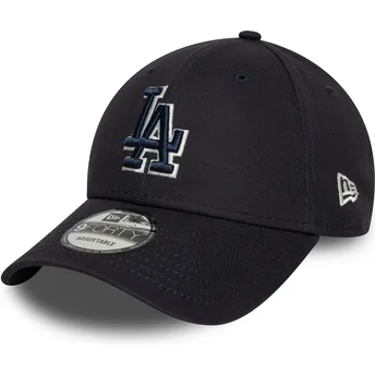 New Era Los Angeles Dodgers MLB 9FORTY Team Outline marineblå justerbar kasket med buet skygge og blåt logo