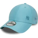 lysebla-justerbar-kurvet-kasket-med-blat-logo-9forty-tonal-flawless-fra-new-york-yankees-mlb-fra-new-era