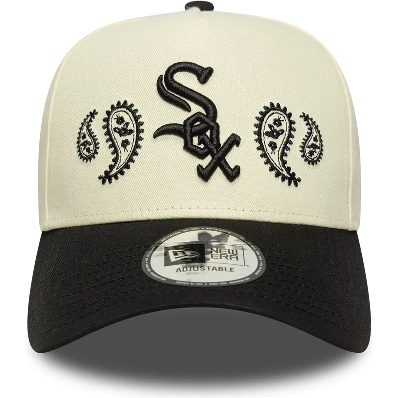 buet-beige-og-sort-snapback-kasket-a-frame-paisley-fra-chicago-white-sox-mlb-fra-new-era