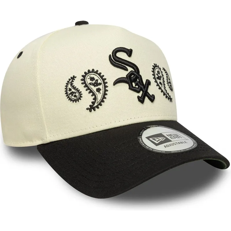 buet-beige-og-sort-snapback-kasket-a-frame-paisley-fra-chicago-white-sox-mlb-fra-new-era