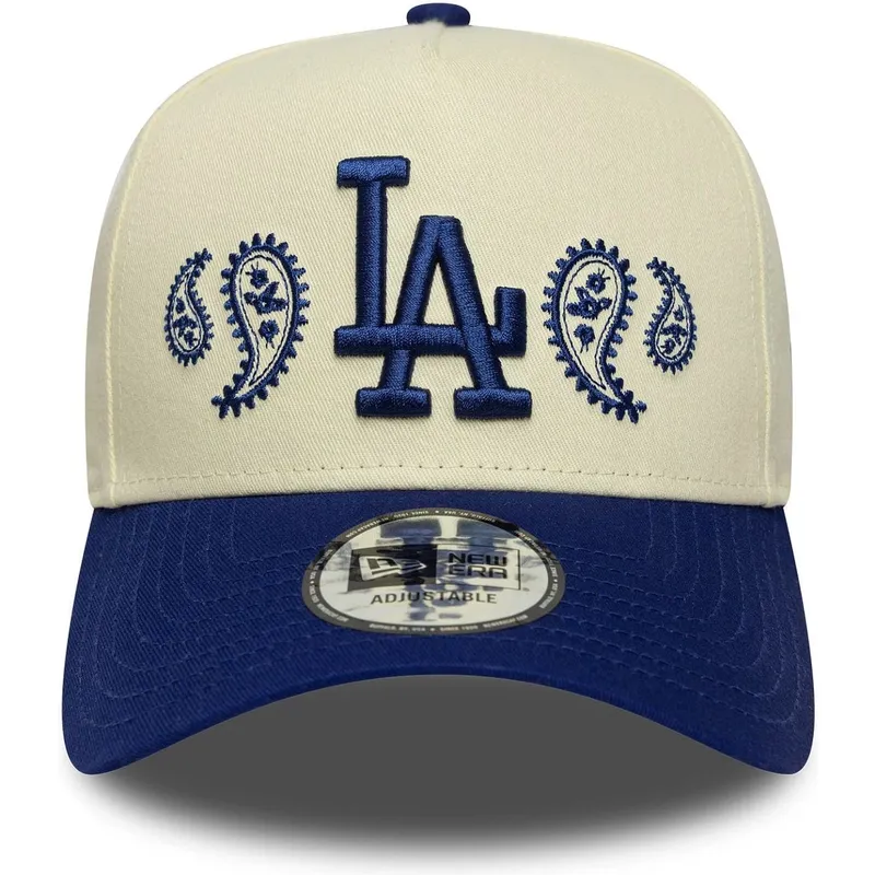 buet-beige-og-bla-snapback-kasket-a-frame-paisley-fra-los-angeles-dodgers-mlb-fra-new-era