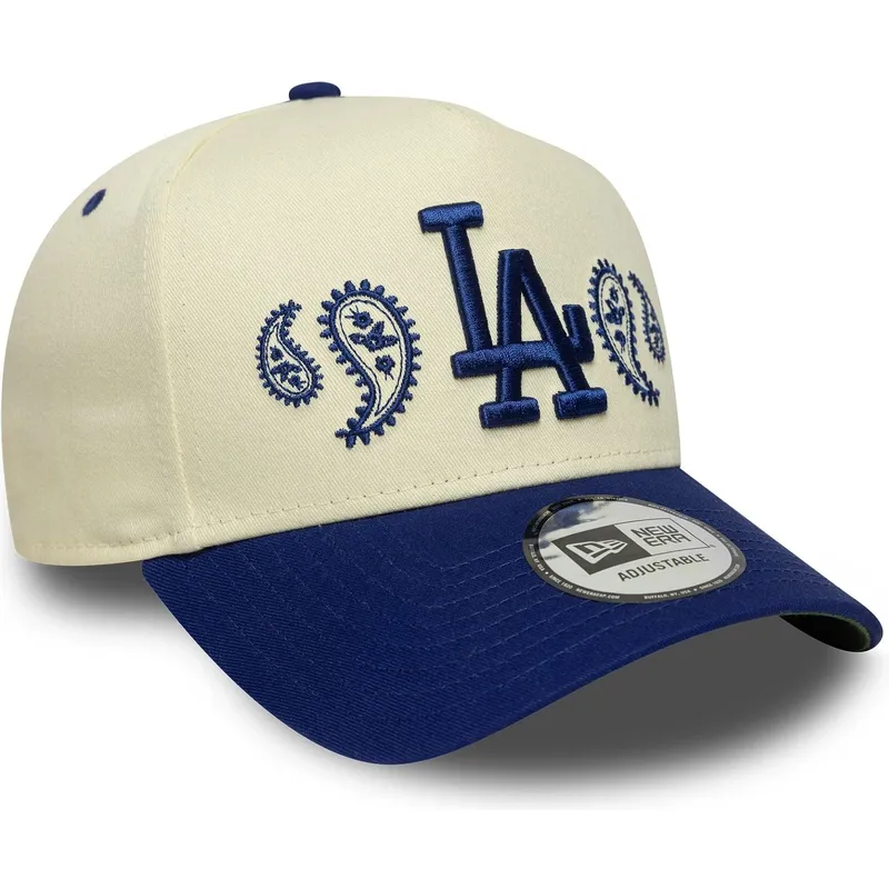 buet-beige-og-bla-snapback-kasket-a-frame-paisley-fra-los-angeles-dodgers-mlb-fra-new-era