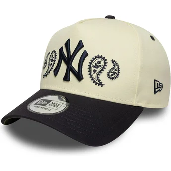 New York Yankees MLB New Era snapback A Frame Paisley kasket med buet skygge i beige og marineblå