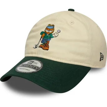 Justerbar 9TWENTY beige og grøn buet kasket med Garfield fra New Era