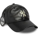 sort-justerbar-curved-kasket-9twenty-leather-fra-new-york-yankees-mlb-fra-new-era