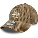 brun-justerbar-9twenty-houndstooth-kasket-fra-los-angeles-dodgers-mlb-fra-new-era