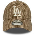 justerbar-brun-buet-kasket-9twenty-houndstooth-fra-los-angeles-dodgers-mlb-fra-new-era