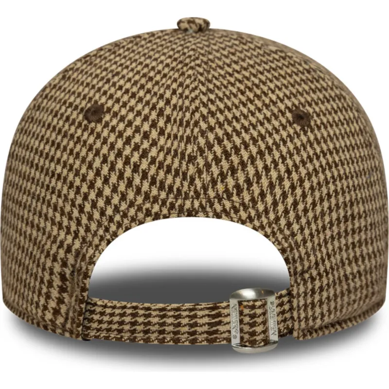 justerbar-brun-buet-kasket-9twenty-houndstooth-fra-los-angeles-dodgers-mlb-fra-new-era