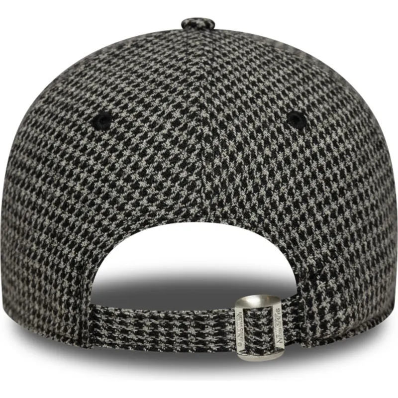 sort-justerbar-kurvet-kasket-9twenty-houndstooth-fra-new-york-yankees-mlb-fra-new-era