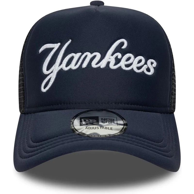 trucker-kasket-marinebla-a-frame-script-fra-new-york-yankees-mlb-fra-new-era