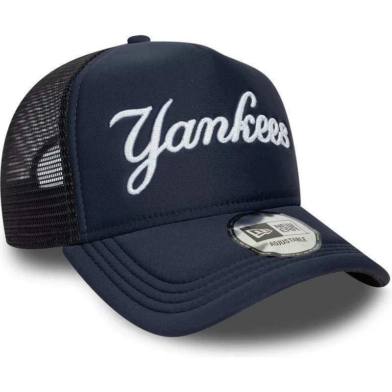 trucker-kasket-marinebla-a-frame-script-fra-new-york-yankees-mlb-fra-new-era