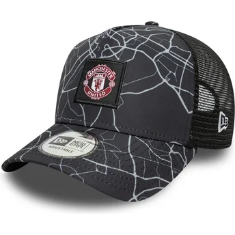 Sort A Frame All Over Print trucker kasket fra Manchester United Football Club Premier League fra New Era