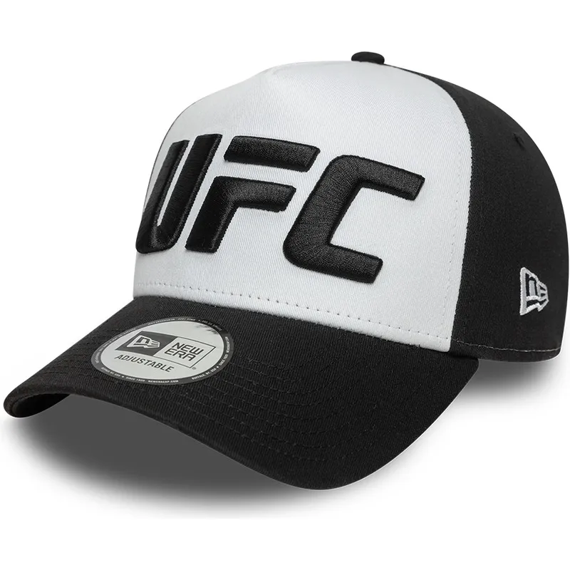 hvid-og-sort-buet-kasket-a-frame-core-fra-ufc-ultimate-fighting-championship-af-new-era