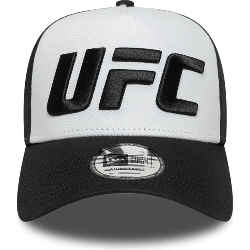 hvid-og-sort-buet-kasket-a-frame-core-fra-ufc-ultimate-fighting-championship-af-new-era