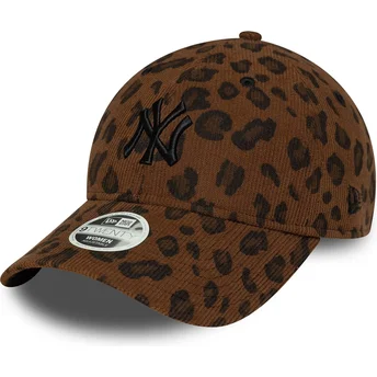 New Era New York Yankees MLB 9FORTY Leopard Cord justerbar kasket med buet skygge til kvinder
