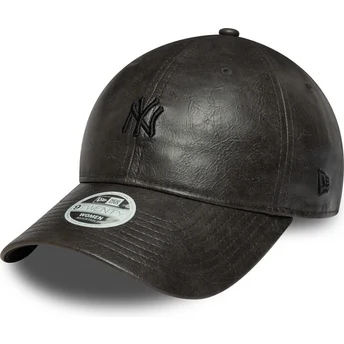 New Era New York Yankees MLB 9TWENTY Tonal sort justerbar kvindekasket med buet skygge og sort logo